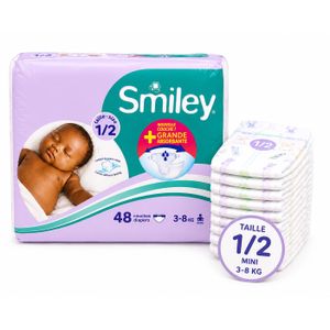 Smiley Couches jetables Taille 1/2 Mini - 3 à 8 kg