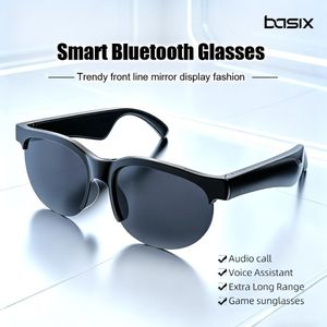 Basix Lunettes de soleil intelligentes Bluetooth, écouteurs sans fil à oreille ouverte avec appels HD, son Hi-Fi, lunettes de soleil étanches pour hommes et femmes, usage extérieur (unisexe)