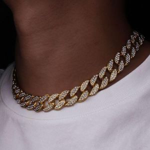Agréable Bijoux Colliers Cubaine Strass Or Chaîne Pour Homme Femme...