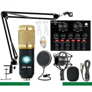 Carte son V8 Live, Ensemble studio d'enregistrement BM-800 avec changeur de voix, Carte son en direct - Interface audio pour ordinateur portable, blog vidéo et diffusion en direct