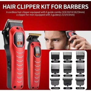 Geemy GM-8046 – Kit de Tondeuses à cheveux professionnelle sans fil avec affichage numérique rechargeable
