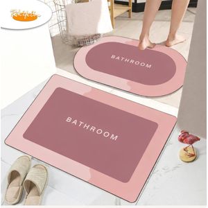 Tapis de Salle de Bain 2 PCS Antidérapants – Ultra Absorbants, Doux, Séchage Rapide, Design Moderne – Rose