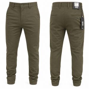 Pantalon Chino Ajusté 100% Coton Pour Homme -Vert Olive