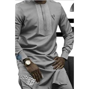 Ensemble tunique homme manches longues de couleur grise 