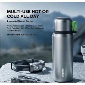 Oraimo Gourde Isotherme ThermoShare 500 ml Argenté – Bouteille En Acier Inoxydable - Sport Et Travail Anti-Fuite