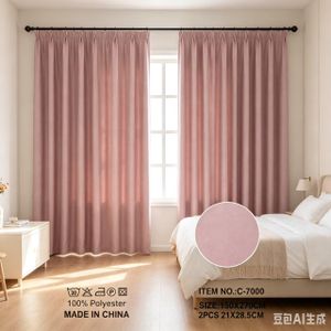 Belle Rideau occultant rose poudré, 2 pièces, 150 × 270 cm, 100% polyester, pour chambre et salon