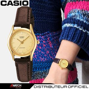 Casio Montre Femme - LTP-1094Q-9ARDF - Bracelet En Cuir Marron - Affichage Analogique - Résistant à L'eau