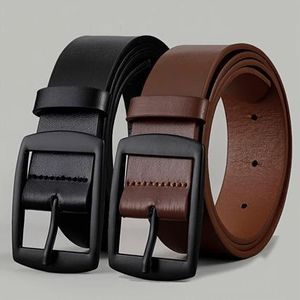 Ceinture pour homme en PU (lot de 2), style rétro sobre, boucle lisse, idéale au quotidien, pour les loisirs, les fêtes, les vacances, le travail et la Saint-Valentin.