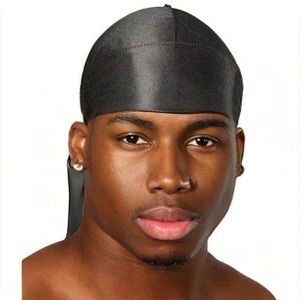 Durag En Satin Noir Pour Hommes Et Femmes, Taille Unique
