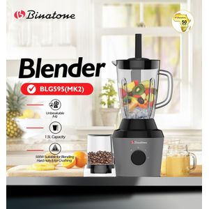Binatone Blender élégant avec broyeur intégré à Bol incassable-Gris