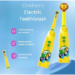 Brosse à dents électrique rotative pour enfants avec 2 têtes de brosse de rechange, sans piles, capuchon pour tête d'animal