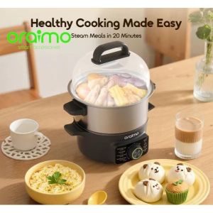 Oraimo Marmite Électrique Cuisseur A Vapeur EasyEgg Double couche -  Arrêt Auto - 2 En 1 Frites Et Vapeur Oeuf Légumes Igname Etc