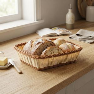 Corbeille Carrée Tressée Bicolore - Panier À Pain, Fruits & Rangement De Table