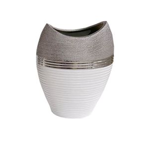 Vase En Ceramique-blanc-argente