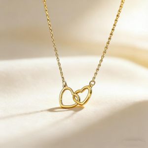 Collier Minimaliste Cœur Double Anneau en Acier Inoxydable pour Femme, Chaîne de Clavicule Design Unique, Bijou Style INS Populaire Cadeau