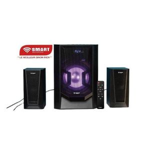 SMART TECHNOLOGY Haut-Parleur Multimédia 2.1 CH (STH-8877M) - 60W / LED/ Bluetooth/ AUX/ FM/ SD/ USB/ Télécommande/ Design Noir - Garantie 12 Mois.