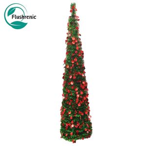 Flushrenic 59 pouces arbre de Noël bricolage, décoration de Noël avec des lumières, salon arbre de Noël, décoration de fête de Noël, assemblé arbre de Noël