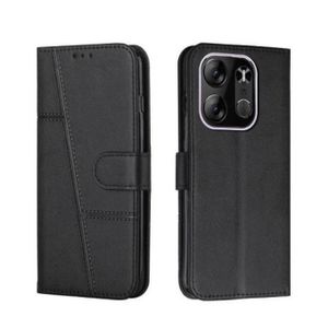 Tecno Etui A Rabat Compatible Pop 7 Pro + 1 Antichoc Offert - Noir