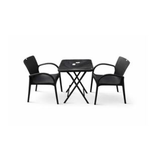 Tables pliante vitré noir et de chaises en plastique robot noir 
