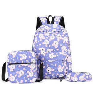 Sac à Dos Scolaire Ensemble de 3 Pièces Violet & Blanc 