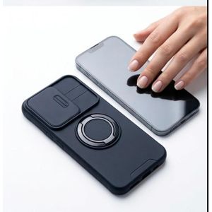 Coque de Protection Renforcée avec Cache-Caméra Coulissant et Anneau Support compatible aveciPhone (comme l'iPhone 13 / 14 / 15 / 16 