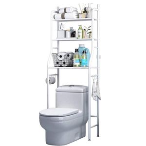 TodyJeyHo Étagère de rangement pour toilettes, étagère de salle de bain à 3 niveaux, organisateur au-dessus de l'étagère de la salle de bain, grande capacité, étagère gain de place, Blanc
