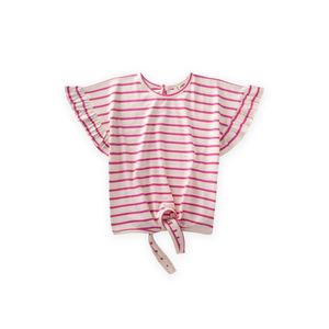 Cigit T-shirt Fille rayé avec détail de nœud - Rayures fuchsia