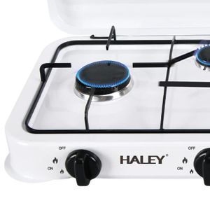 HALEY Réchaud à gaz à 3 feux avec couvercle et commandes