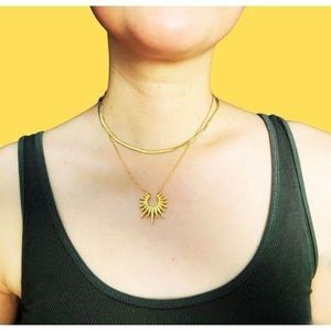 Collier Pendentif Soleil Doré Réglable Vintage