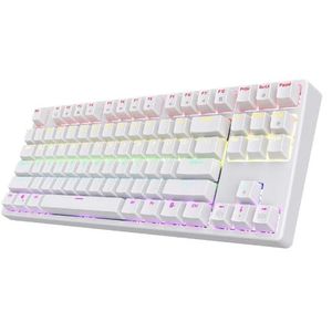 Clavier mécanique gaming AK87 RGB TKL Interrupteurs bleus remplaçables à chaud Rétroéclairage RGB Disposition anglaise 87 touches  Clavier filaire USB pour joueurs PC Windows Blanc