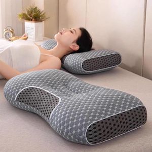 1 PCS Oreiller Cervical pour Soulagement de la Douleur Cervicale Tricoté Respirant Oreiller Orthopédique 48x74cm
