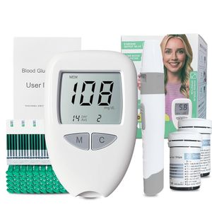 Lecteur De Glycémie, Glucomètre, Kit De Surveillance Du Diabète à Domicile + 50Bandelettes + 50 Lancettes,  Kit De Test De Glycémie Haute Précision