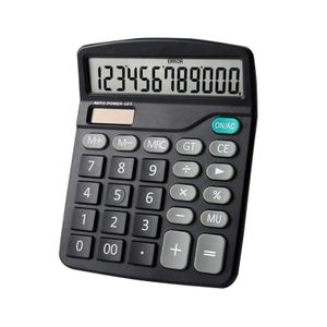 Calculatrice de bureau solaire avec écran LCD grand format à 12 chiffres, alimentation double (solaire et piles)