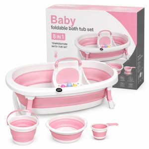 Kit baignoire pliable pour bébé 8 en 1 avec thermomètre et accessoires
