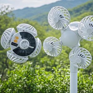 Ventilateur-Lampe Solaire Portable 2025 – Éclairage LED et Ventilateur pour Extérieur