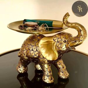 Statue Élégante Éléphant Doré Porte-Bonheur – Sculpture Décorative Maison & Salon – Idée Cadeau Symbolique