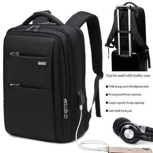 Sac à dos noir avec port USB, compartiment spécial pour ordinateur portable – sac pc étanche multifonction, Idéal pour Étudiants, Voyage, Bureau – Homme & Femme