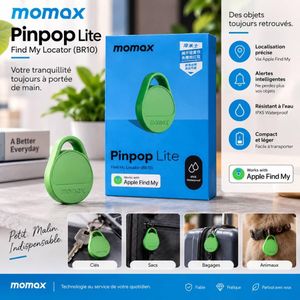 Momax  Pinpop Lite BR10, Localisateur Bluetooth Apple Find My, IPX5