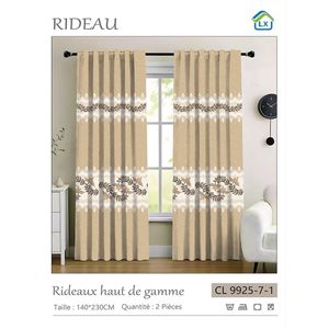 Lot de 2 Rideaux haut de gamme de Porte/Fenêtre - 140/230CM - À motif CL 9925-7-1