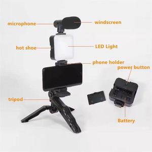 Kit Vidéo AY-49 Pro - Trépied Smartphone avec Micro + Lumière LED + Support Téléphone - Vlogging TikTok YouTube Instagram