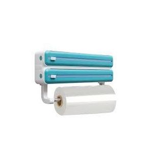 Distributeur mural multifonctionnel - Film alimentaire plastique avec coupeur intégré - Distributeur de papier d'aluminium - Porte-rouleau d'essuie-tout