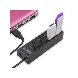 Nouveau Concentrateur USB 2.0 à 4 Ports Avec Interrupteur - Noir