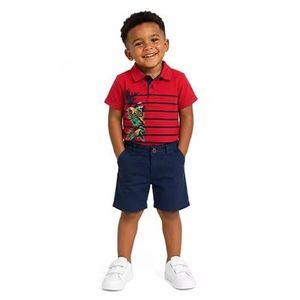 Ensemble 2 pièces garçon – Polo avec culotte – 2 à 6 ans - Rouge/Bleu