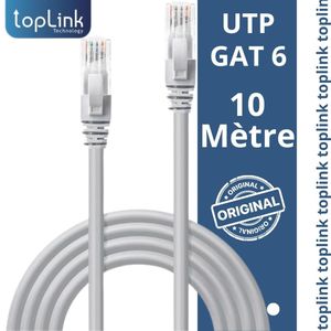 TOPLINK Câble Réseaux FTP Cat6 - 10m- 10 Mètres - RJ-45 - Gris