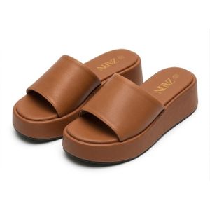 Mode Chaussure Sandales Mules Plateformes ZABN en Denim-Marron