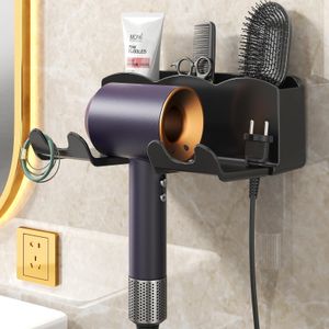 Beqqk Support de sèche-cheveux, Organisateur de sèche-cheveux de salle de bain avec plateau de rangement