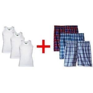 Lot De 03 Boxers + 03 Débardeurs Hommes -Blanc - Multicolore