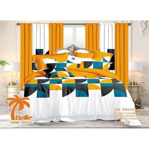 Lot Complet : 2 Draps + 2 Taies + 2 Rideaux – Design Élégant et Confort Assuré