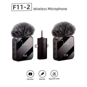 Micro Cravate Double F11-2 Sans Fil, Réduction De Bruits- Original