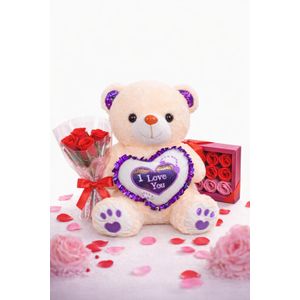 Pack Ours en Peluche 70 cm & BEIGE – Cadeau Romantique Élégant